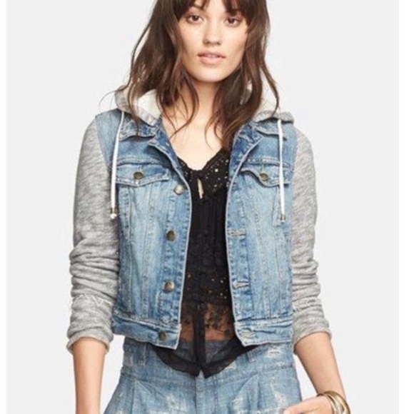 Free people hooded denim jacket